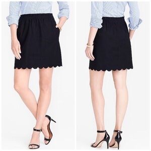 J. Crew Sidewalk Skirt Scalloped Hem Black Linen‎ 2